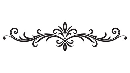 Elegant Decorative Divider Line with Symmetric Ornamental Border, Featuring Floral Motif and Abstract Flourish Filigree Elements