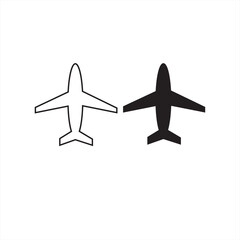 Simple vector airplane icon flying in the sky