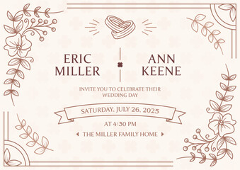 Floral invitation vintage wedding certificate