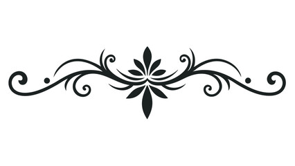 Elegant Decorative Divider Line with Symmetric Ornamental Border, Featuring Floral Motif and Abstract Flourish Filigree Elements