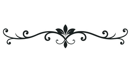 Elegant Decorative Divider Line with Symmetric Ornamental Border, Featuring Floral Motif and Abstract Flourish Filigree Elements