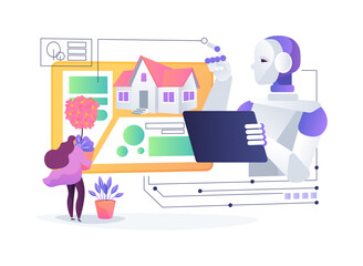 AI-Aided Architectural Planning abstract concept vector illustration.