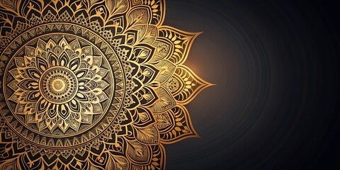 Luxurious Golden Vintage Mandala Ornament Background for Invitation Card