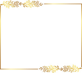 frame with gold ornament. Rectangle gold floral frame	