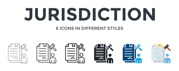 Jurisdiction Icon In Different Style Vector Illustration. Designed In Thin Line, Regular Line, Bold Line, Glyph, Color Fill, And Flat Style Can Be Used For Web