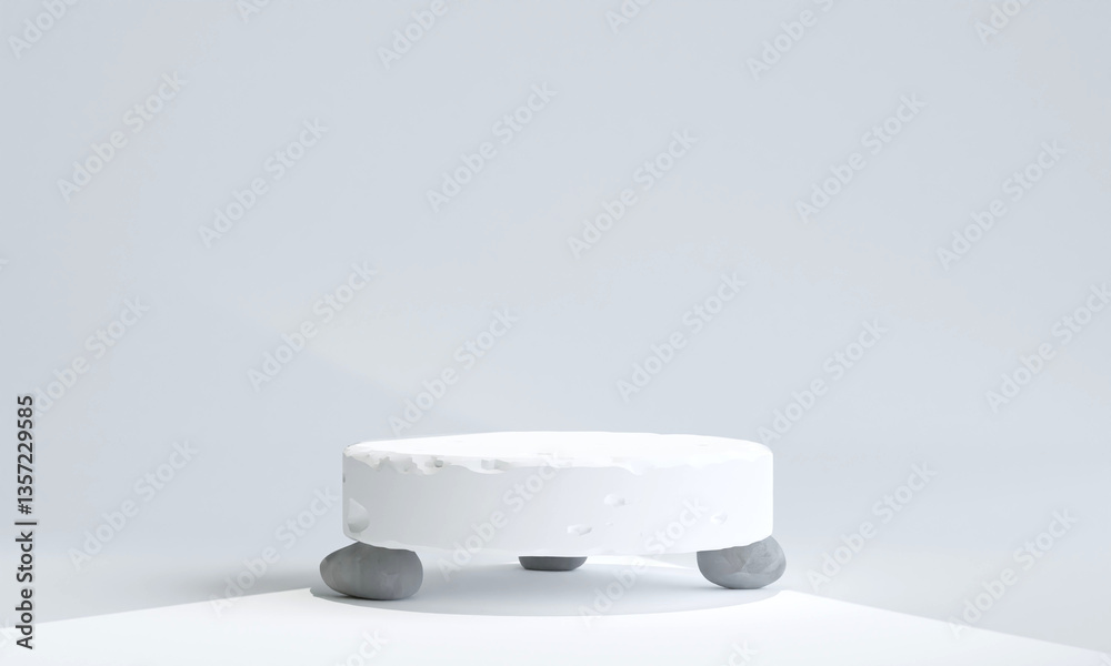 Canvas Prints minimal product placement background. white podium display for product presentation. 3d illustration