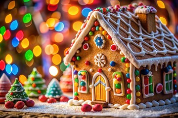 Macro Photography: Intricate Gingerbread House Details, Festive Holiday Sweets