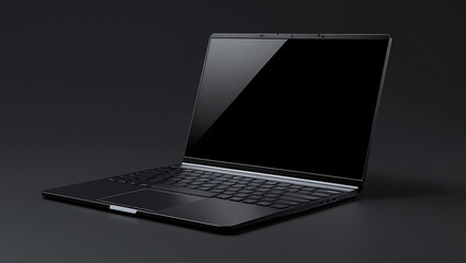 Sleek Black Laptop with Futuristic Display – High-Performance Design for Gamers