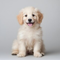 Happy Golden Retriever Puppy Studio Portrait