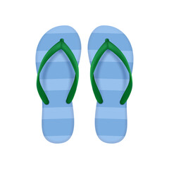 Realistic pair of summer shoes for beach or pool. Vector isolated clothing or accessories for vacation or holiday on summertime. Slippers or pluggers, simple light plakkies for feet in tropics