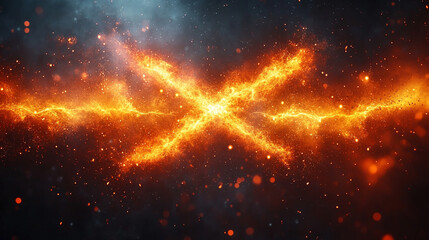 A constellation forming an 'X' shape in the sky symbolizes exploration, the unknown, and the vastness of space, representing modern space travel and the limitless possibilities of discovery