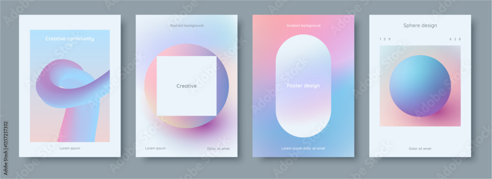 Poster trendy aesthetic gradient background poster with copy space. vector set of elegant banners with geom