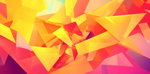 Dynamic Geometric Abstract Background with Yellow Orange Pink and White Triangles