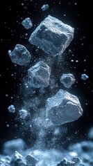 Obraz premium Sparkling Crystals and Rocks Abstract Art 3D Render of Geological Formations on Isolated Background