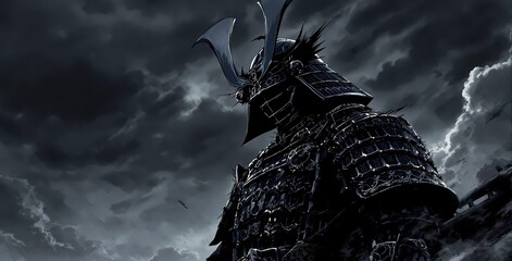 Obraz premium Ultra-detailed, contrasty anime wallpaper of a samurai. Dark aesthetics.