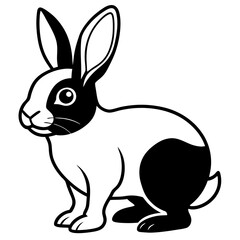 Obraz premium An elegant rabbit silhouette icon set against a clean white background.