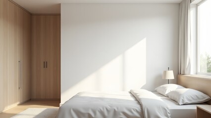 Fototapeta premium Minimalist Bedroom With Natural Light Interior