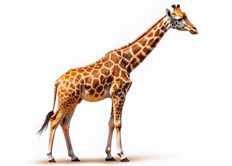 Naklejka premium Majestic Giraffe Profile: Side View PNG Image with Copy Space for Design Projects