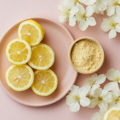 Lemon slices fresh home food collagen peptides