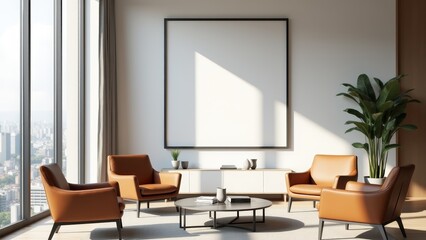 Modern Living Room With Blank Frame