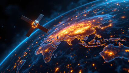 A satellite's view of a burning planet with wildfires.