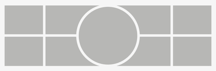 Frame bordes collage with circle shape inside. Story pannel or box bubbles for messages. Vector 
