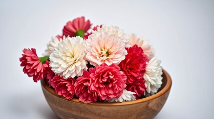 Obraz premium Pink Carnation Flowers on White Background, Fresh Floral Bouquet Collection