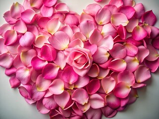 Fototapeta premium Delicate Pink Rose Petals Forming a Heart Shape - Close Up Macro Shot