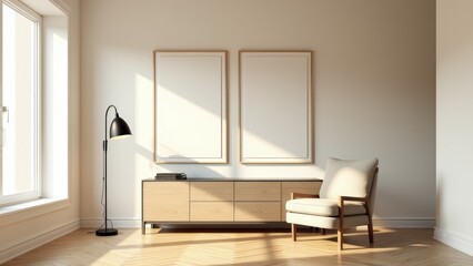 Modern Interior With Two Frame Mockups