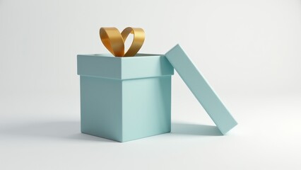 Open Gift Box With Golden Ribbon