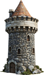 Majestic Stone Tower Medieval Architecture Fantasy Castle Illustration 3D