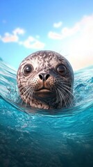 Adorable Seal Pup in Sparkling Ocean Water