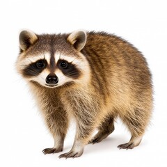 Fototapeta premium Alert Raccoon Portrait Against White Background
