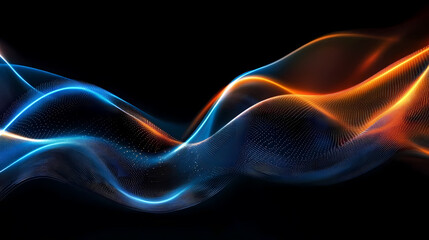 Fototapeta premium Blue and Orange Abstract Waves with Dots