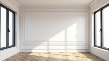 Fototapeta premium Empty White Room With Windows Interior