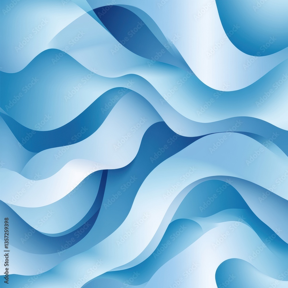 Aufkleber Seamless abstract wave pattern with fluid motion and soft blue gradients for modern design projects Generative AI