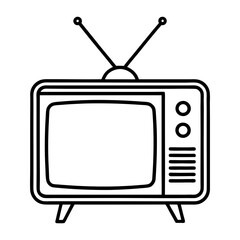 vintage television line art. retro tv black and white. minimalist classic tv illustration.