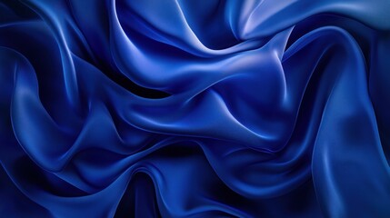 Obraz premium Elegant dark blue fabric cascades into waves a textured symphony of color texture and form evoking luxury and grace