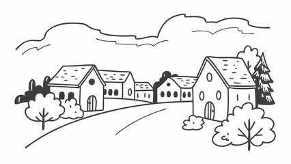 A line art of city environment