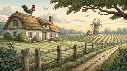 A beautiful village in the morning.