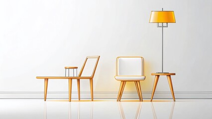 Fototapeta premium Minimalist Line Drawing Furniture Sketch, Simple Home Decor Design Inspiration