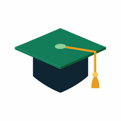 Graduation cap and diploma on white background with academic and celebration elements