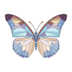 Dessin style polygonal d’un papillon vue de dessus aux couleurs bleus et beiges. © ID-EasyDoor