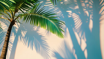 Realistic shadow overlay effect. Natural palm leaf shadows isolated on transparent background.
