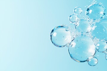 Ethereal Blue Bubbles Floating Gently in Soft Gradient Background for Abstract and Relaxing Imagery
