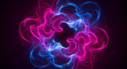 Glowing abstract symmetrical neon pattern