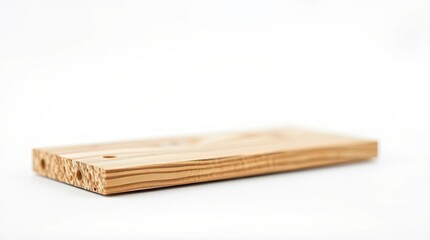 Wooden Board with Holes Angled on White Background Simple Detail