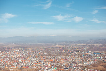 view on the small town in the Carpathians