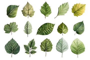 Watercolor Collection of Green Leaves – Botanical Illustration