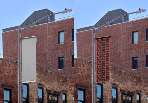 New York Urban Scene Featuring a Mockup Design Fly banner